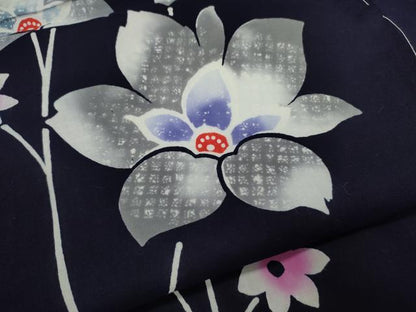 平和屋着物∴夏物　浴衣　注染　枝花文　綿　逸品　未使用　CABK6621ze