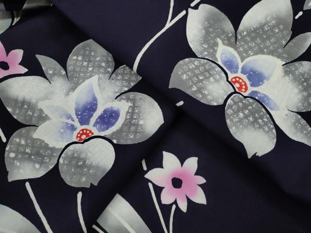 平和屋着物∴夏物　浴衣　注染　枝花文　綿　逸品　未使用　CABK6621ze