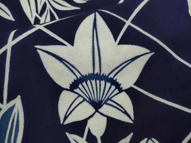 平和屋着物∴夏物　浴衣　注染　草花文　手縫い　綿　逸品　未使用　CABK6623ze