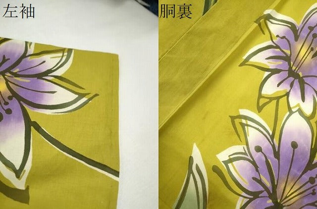 平和屋着物∴夏物　浴衣　注染　枝花文　綿　逸品　未使用　CABK6624ze
