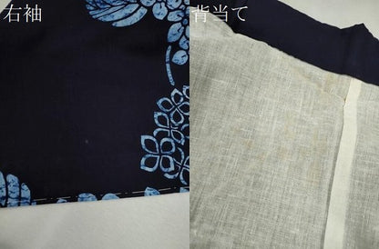 平和屋着物∴夏物　浴衣　注染　紫陽花　手縫い　綿　逸品　CABK6625ze