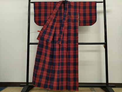 平和屋着物∴夏物　浴衣　格子柄　綿　逸品　CABK6628ze