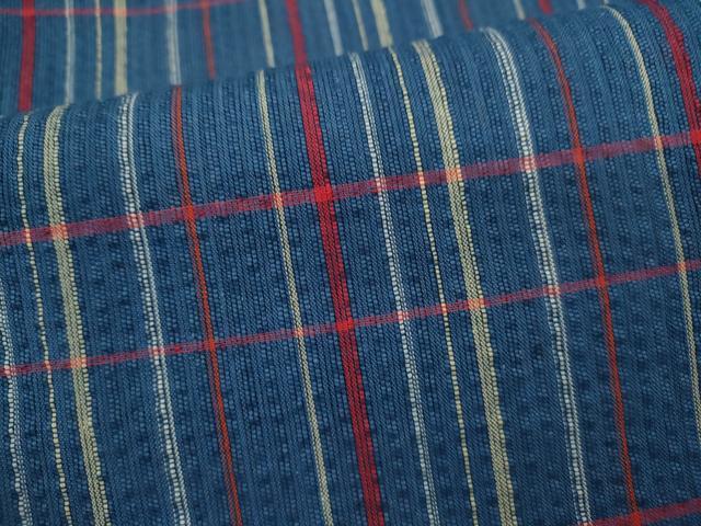 平和屋着物∴夏物　阿波しじら織　浴衣　格子柄　綿　逸品　CABK6630ze