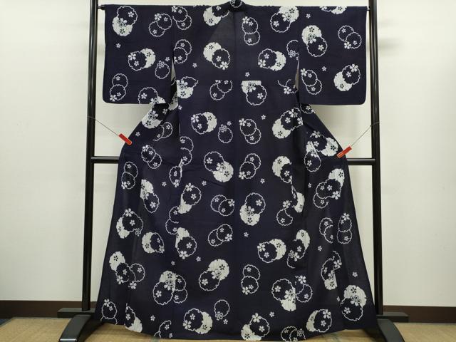 平和屋着物∴夏物　浴衣　雪輪重ね舞桜文　綿　逸品　CABK6631ze