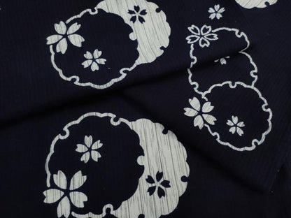 平和屋着物∴夏物　浴衣　雪輪重ね舞桜文　綿　逸品　CABK6631ze