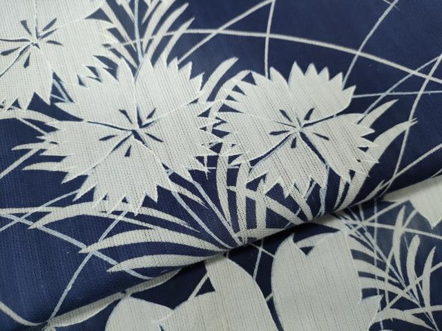 平和屋着物∴夏物　浴衣　注染　草花文　手縫い　綿　逸品　CABK6632ze