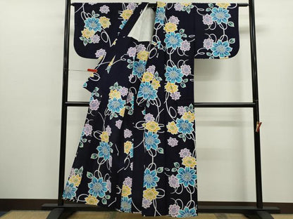 平和屋着物∴夏物　浴衣　注染　草花文　綿　逸品　CABK6633ze