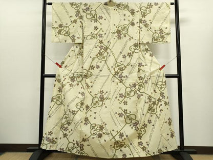 平和屋着物∴夏物　浴衣　注染　舞花文　手縫い　綿　逸品　CABK6634ze