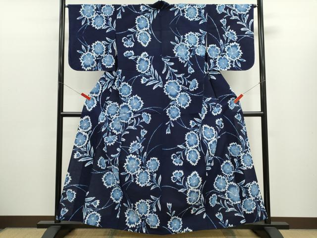 平和屋着物∴夏物　浴衣　注染　撫子　手縫い　綿　逸品　未使用　CABK6635ze
