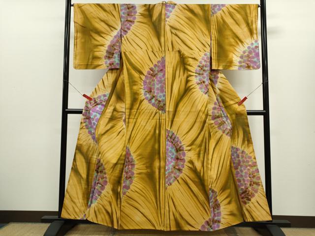 平和屋着物∴夏物　浴衣　注染　抽象文　手縫い　綿　逸品　未使用　CABK6636ze