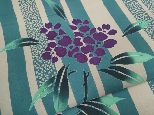 平和屋着物∴夏物　浴衣　注染　紫陽花　手縫い　綿　逸品　CABK6638ze