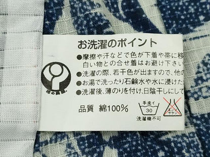 平和屋着物∴夏物　綿紅梅　浴衣　草花文　手縫い　綿　逸品　CABK6643ze