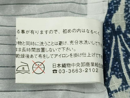 平和屋着物∴夏物　綿紅梅　浴衣　草花文　手縫い　綿　逸品　CABK6643ze