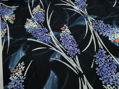 平和屋着物∴夏物　浴衣　注染　草花文　手縫い　綿　逸品　CABK6645ze