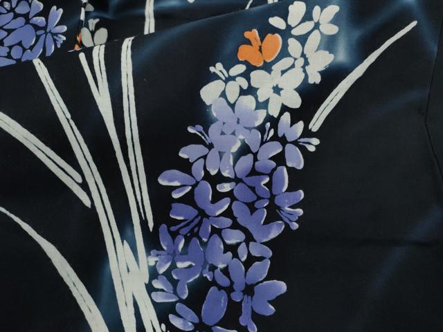 平和屋着物∴夏物　浴衣　注染　草花文　手縫い　綿　逸品　CABK6645ze