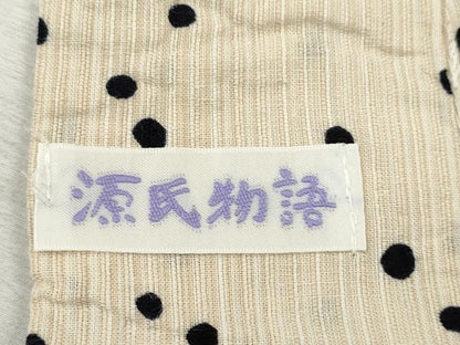 平和屋着物∴夏物　小紋・浴衣兼用　源氏物語　あられ文　日本製　綿麻　逸品　CABK6651ze