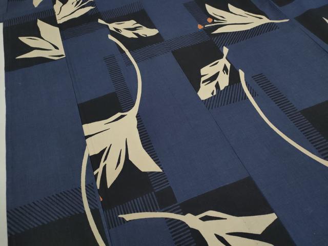 平和屋着物∴夏物　浴衣　注染　舞花文　手縫い　綿　逸品　CABK6652ze