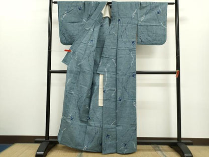 平和屋着物∴夏物　浴衣　注染　燕枝葉文　手縫い　綿　逸品　CABK6656ze