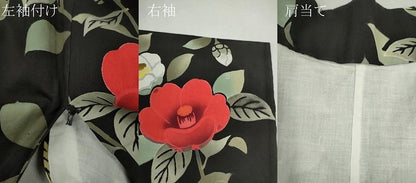 平和屋着物∴夏物　浴衣　注染　枝椿　手縫い　綿　逸品　CABK6657ze