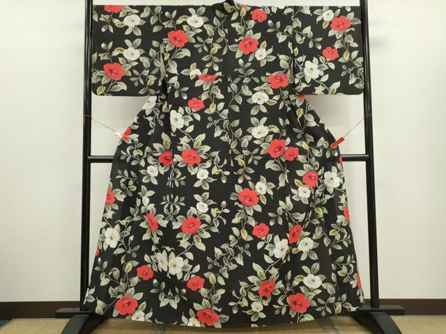 平和屋着物∴夏物　浴衣　注染　枝椿　手縫い　綿　逸品　CABK6657ze