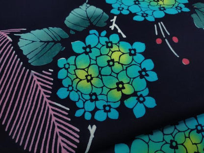 平和屋着物∴夏物　浴衣　注染　紫陽花　綿　逸品　未使用　CABK6658ze