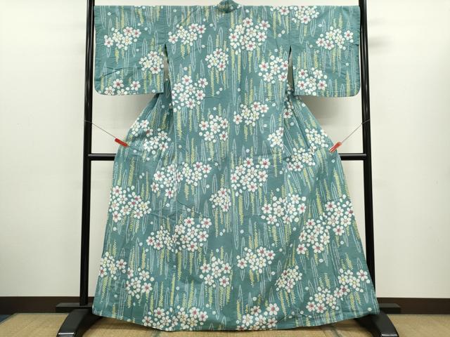平和屋着物∴夏物　浴衣　有松鳴海絞り　舞花文　綿　逸品　CABK6660ze