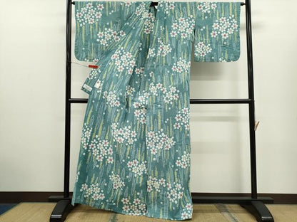 平和屋着物∴夏物　浴衣　有松鳴海絞り　舞花文　綿　逸品　CABK6660ze