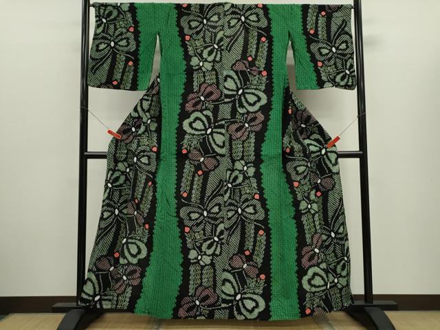 平和屋着物∴夏物　浴衣　有松鳴海絞り　舞蝶文　綿　逸品　CABK6663ze
