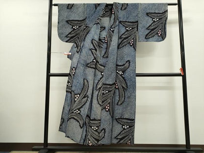 平和屋着物∴夏物　浴衣　有松鳴海絞り　草花文　綿　逸品　CABK6665ze