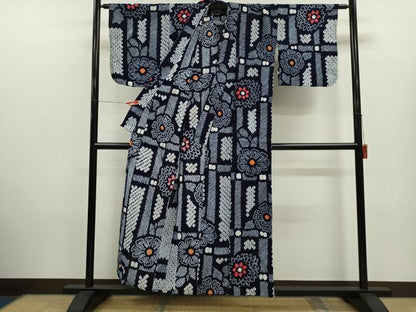 平和屋着物∴夏物　浴衣　有松鳴海絞り　舞花文　綿　逸品　CABK6667ze