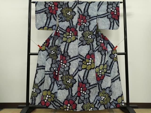 平和屋着物∴夏物　浴衣　有松鳴海絞り　枝花文　綿　逸品　CABK6668ze