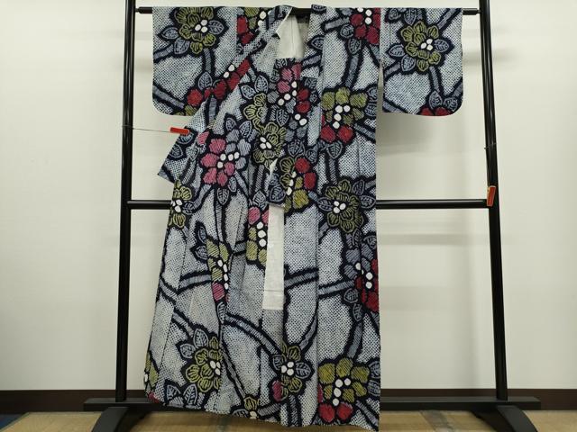 平和屋着物∴夏物　浴衣　有松鳴海絞り　枝花文　綿　逸品　CABK6668ze
