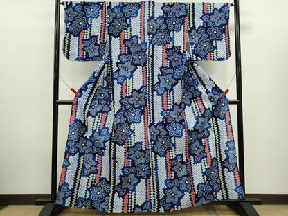 平和屋着物∴夏物　浴衣　有松鳴海絞り　草花文　綿　逸品　CABK6670ze