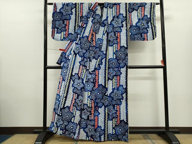 平和屋着物∴夏物　浴衣　有松鳴海絞り　草花文　綿　逸品　CABK6670ze