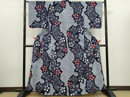 平和屋着物∴夏物　浴衣　有松鳴海絞り　舞花文　綿　逸品　CABK6671ze