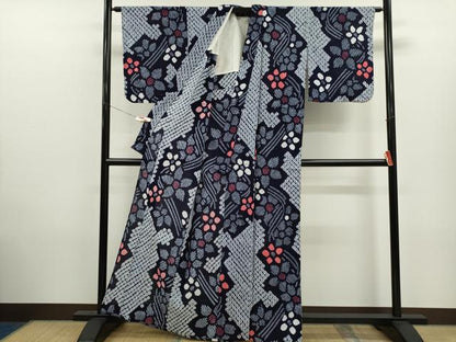 平和屋着物∴夏物　浴衣　有松鳴海絞り　舞花文　綿　逸品　CABK6671ze
