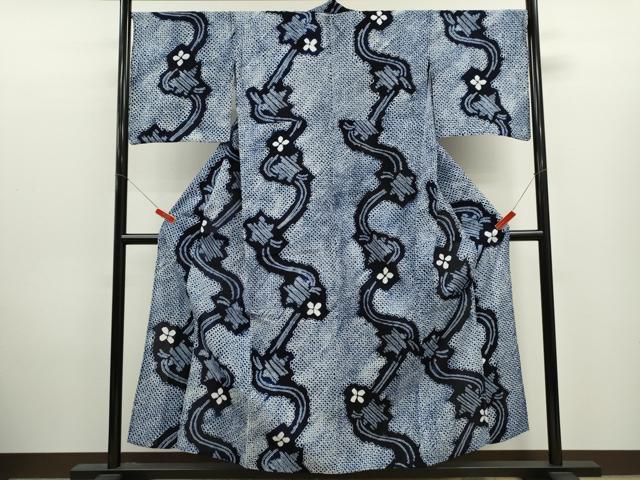 平和屋着物∴夏物　浴衣　有松鳴海絞り　舞花文　綿　逸品　CABK6673ze