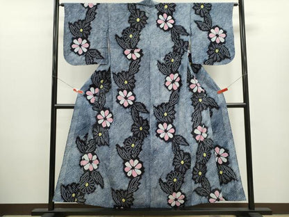 平和屋着物∴夏物　浴衣　有松鳴海絞り　草花文　綿　逸品　CABK6674ze