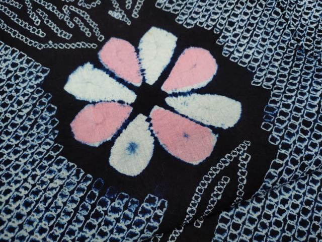 平和屋着物∴夏物　浴衣　有松鳴海絞り　草花文　綿　逸品　CABK6674ze