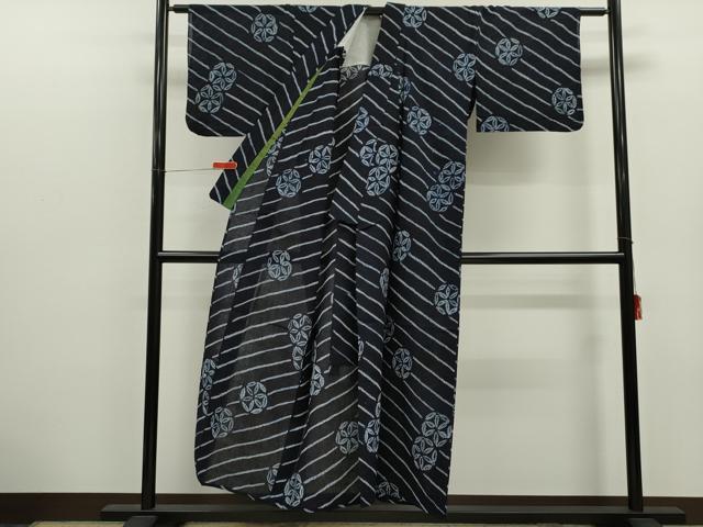 平和屋着物∴夏物　浴衣　有松鳴海絞り　斜線花丸文　綿　逸品　CABK6684ze