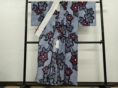平和屋着物∴夏物　浴衣　有松鳴海絞り　草花文　綿　逸品　CABK6689ze