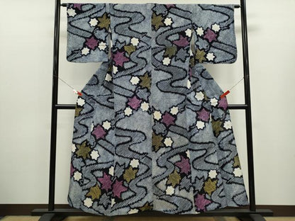 平和屋着物∴夏物　浴衣　有松鳴海絞り　舞花文　綿　逸品　CABK6690ze