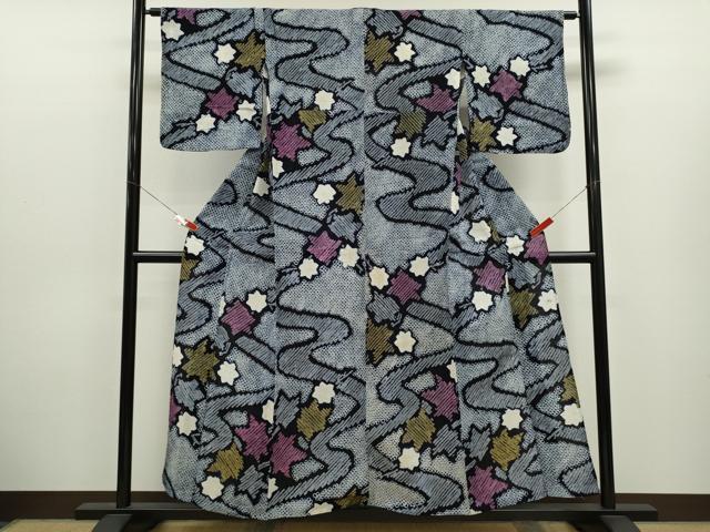 平和屋着物∴夏物　浴衣　有松鳴海絞り　舞花文　綿　逸品　CABK6690ze