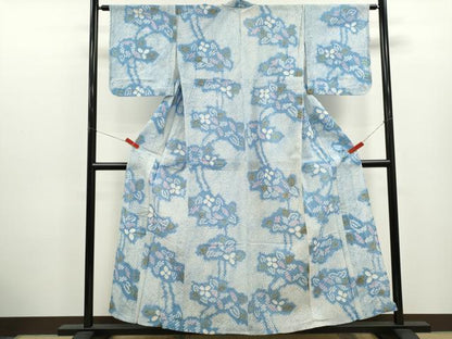 平和屋着物∴夏物　浴衣　有松鳴海絞り　草花文　綿　逸品　CABK6691ze