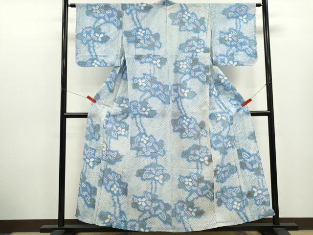 平和屋着物∴夏物　浴衣　有松鳴海絞り　草花文　綿　逸品　CABK6691ze