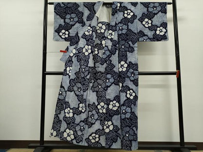 平和屋着物∴夏物　浴衣　有松鳴海絞り　草花文　綿　逸品　CABK6693ze