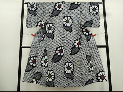 平和屋着物∴夏物　浴衣　有松鳴海絞り　草花文　綿　逸品　CABK6696ze