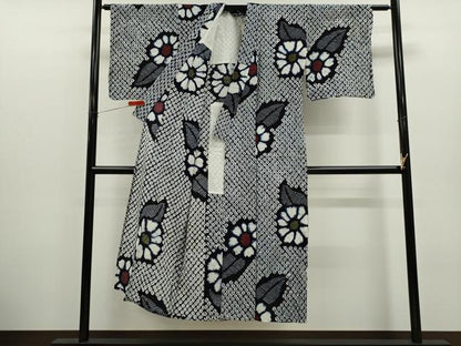 平和屋着物∴夏物　浴衣　有松鳴海絞り　草花文　綿　逸品　CABK6696ze
