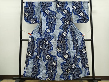 平和屋着物∴夏物　浴衣　有松鳴海絞り　花唐草文　綿　逸品　CABK6697ze