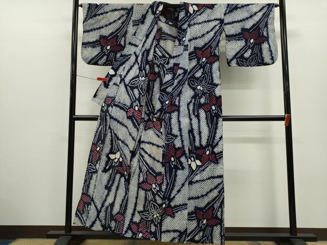平和屋着物∴夏物　浴衣　有松鳴海絞り　燕子花　綿　逸品　CABK6698ze